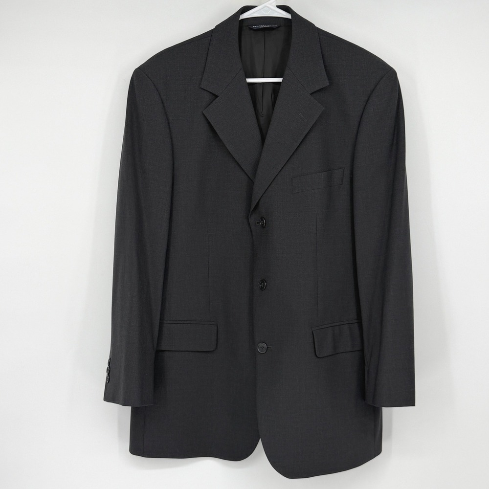Brooks Stretch Mens 41R Wool Blend 3 Button Blazer Sport Coat Jacket Dark Gray